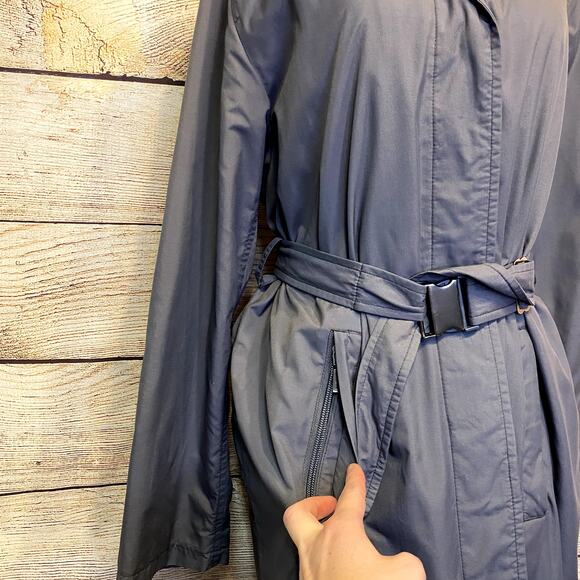 L.L. Bean Vintage Buckled Lightweight Trench Coat Size M Women's Duster Purple - Picture 2 of 8